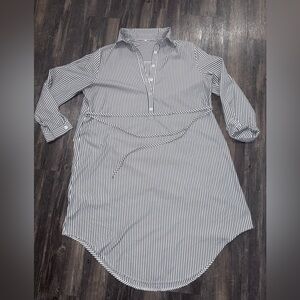 SHEIN Loose-fitting striped shirt dress with fashionable pockets